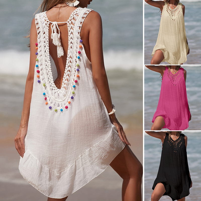 Cover Up Kaftan - المرأة الخامس الرقبة عارية الذراعين الجوف