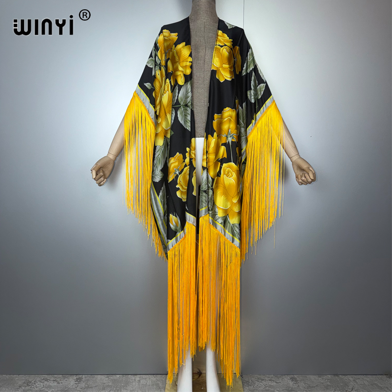 Cover Up Kaftan - ويني أفريقيا كيمونو غطاء للبكيني بطبعة