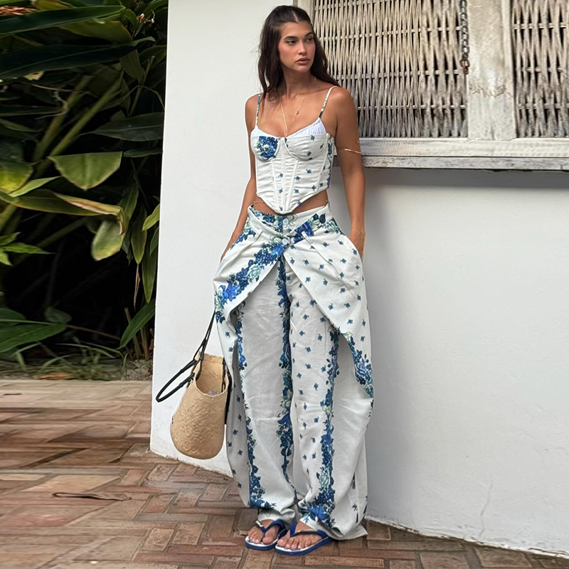 Romper Floral Print - طقم نسائي مثير مكون من قطعتين: