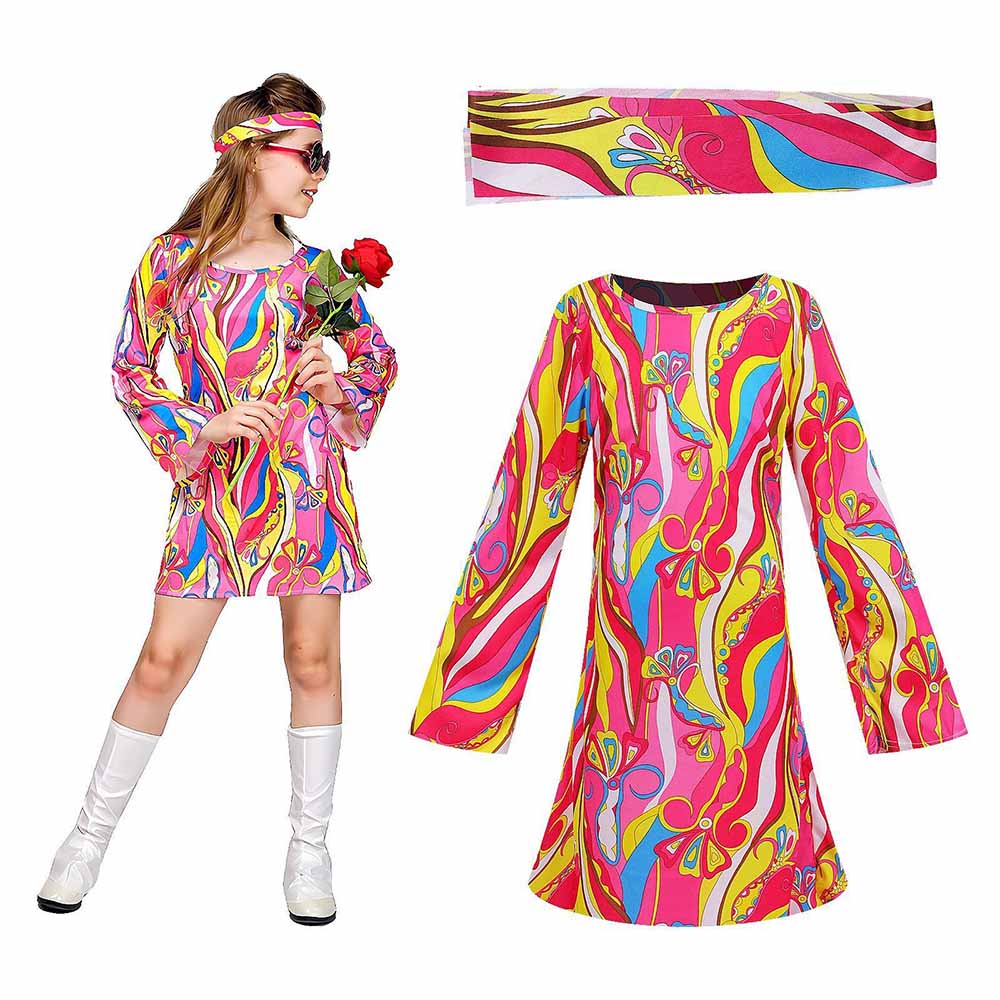 Romper Floral Print - فستان هيبي ريترو من السبعينات مع