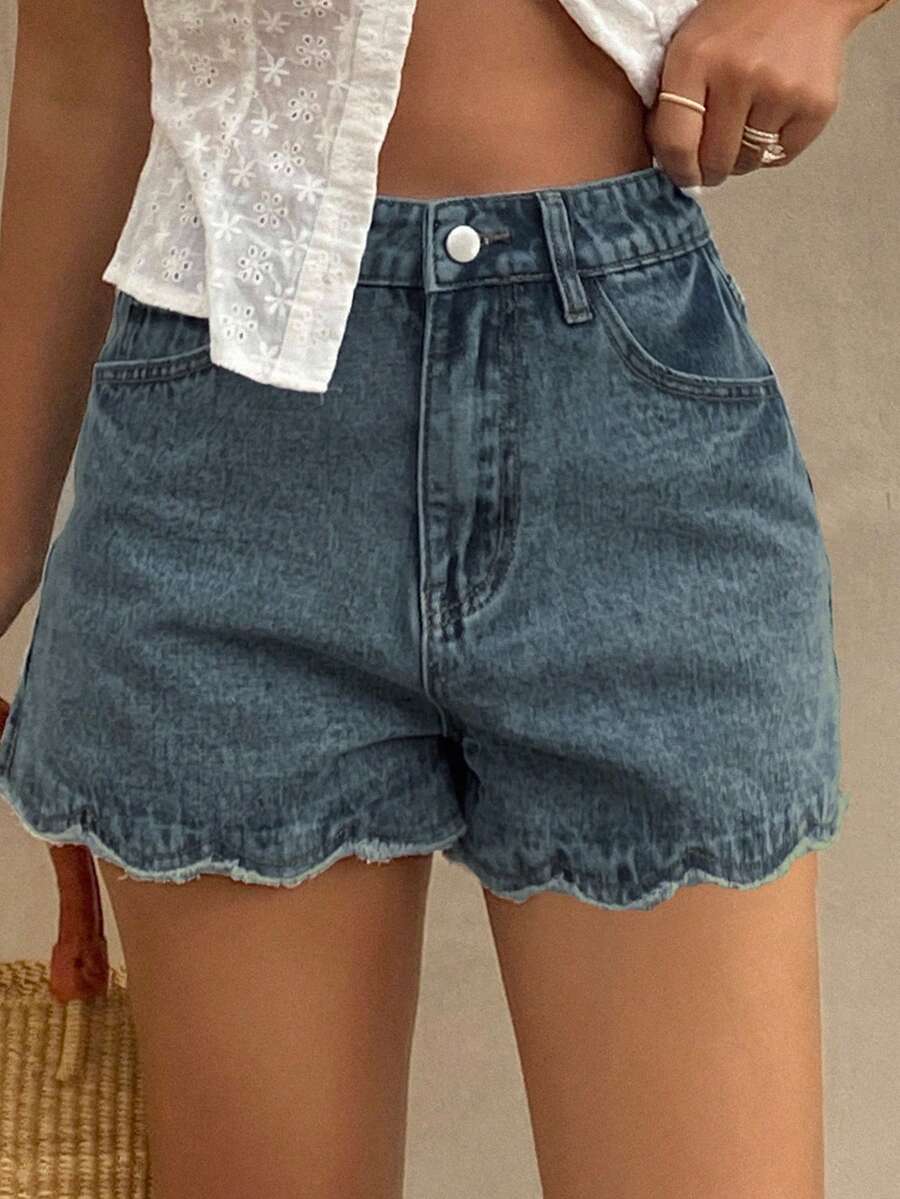 شورتات جينز نسائية فضفاضة غير  - مراجعة Shorts Denim Frayed وسعره
