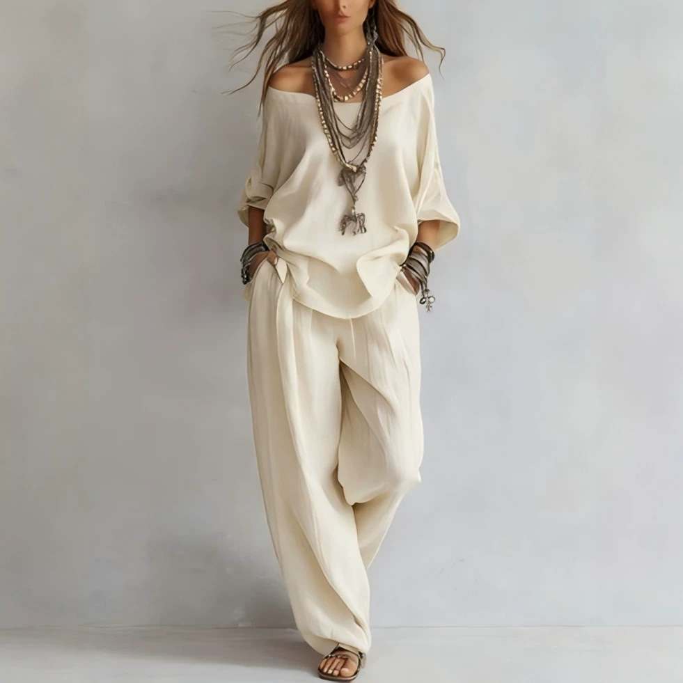 طقم صيفي جديد من الكتان الفضفا - مراجعة Linen Pant Wide وسعره