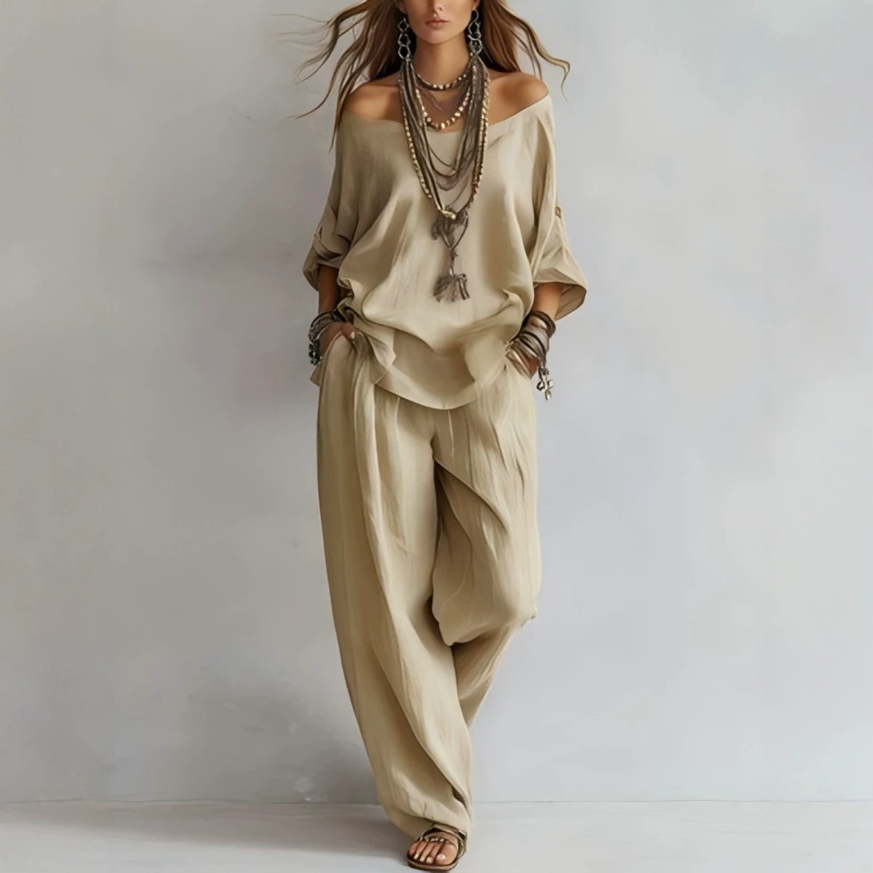 طقم صيفي جديد من الكتان الفضفا - مراجعة Linen Pant Wide وسعره