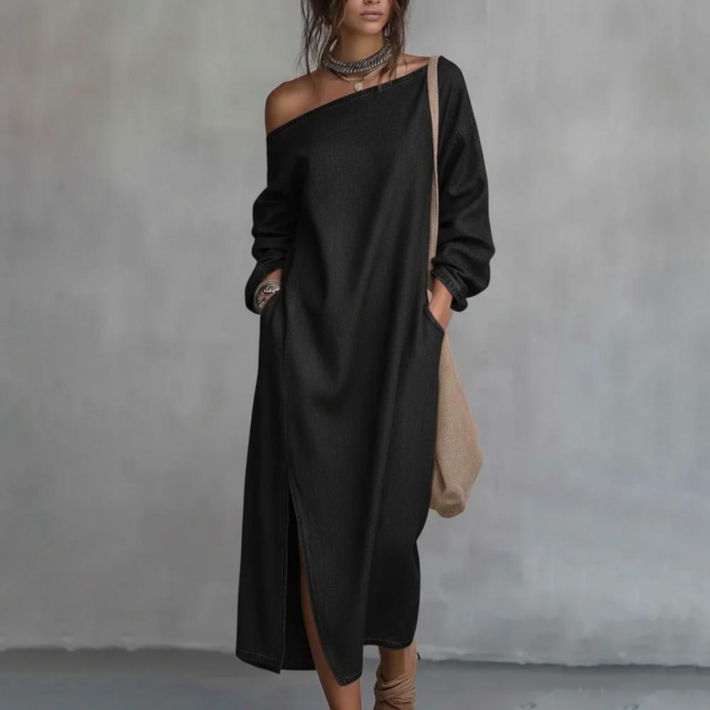 فستان ماكسي نسائي بكتف واحد وأ - مراجعة Linen Dress Wrap وسعره