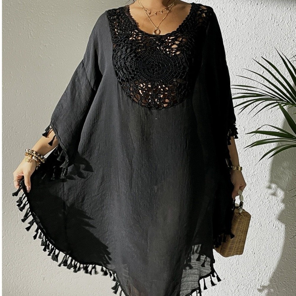 فستان صيفي واسع بفتحات وياقة م - مراجعة Cover Up Kaftan وسعره