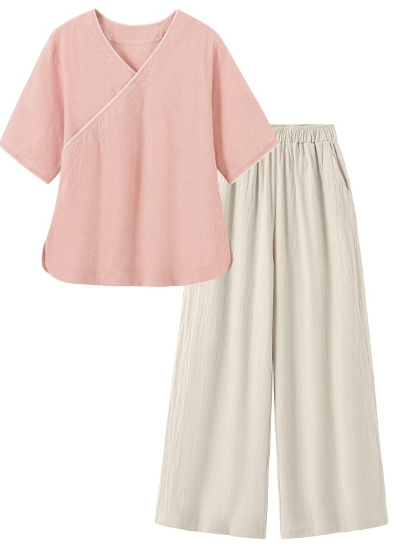 طقم نسائي صيفي جديد بتصميم صين - مراجعة Linen Pant Wide وسعره