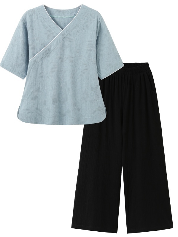 طقم نسائي صيفي جديد بتصميم صين - مراجعة Linen Pant Wide وسعره