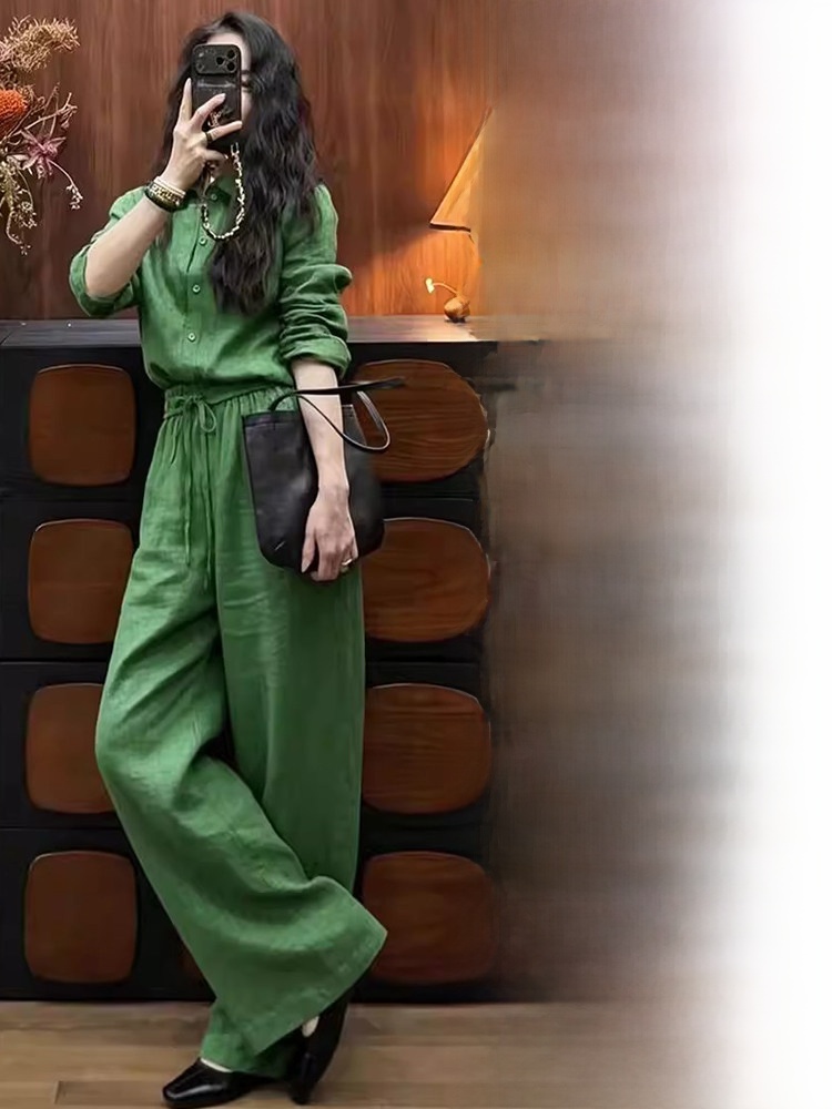 طقم قطعتين من قميص الكتان الفض - مراجعة Linen Pant Wide وسعره