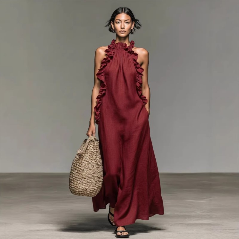 فستان ماكسي نسائي مثير بتصميم  - مراجعة Maxi Dress Halter وسعره