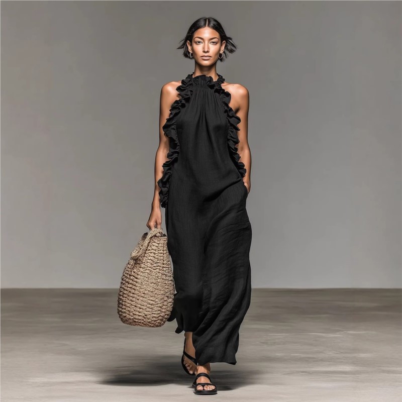 فستان ماكسي نسائي مثير بتصميم  - مراجعة Maxi Dress Halter وسعره