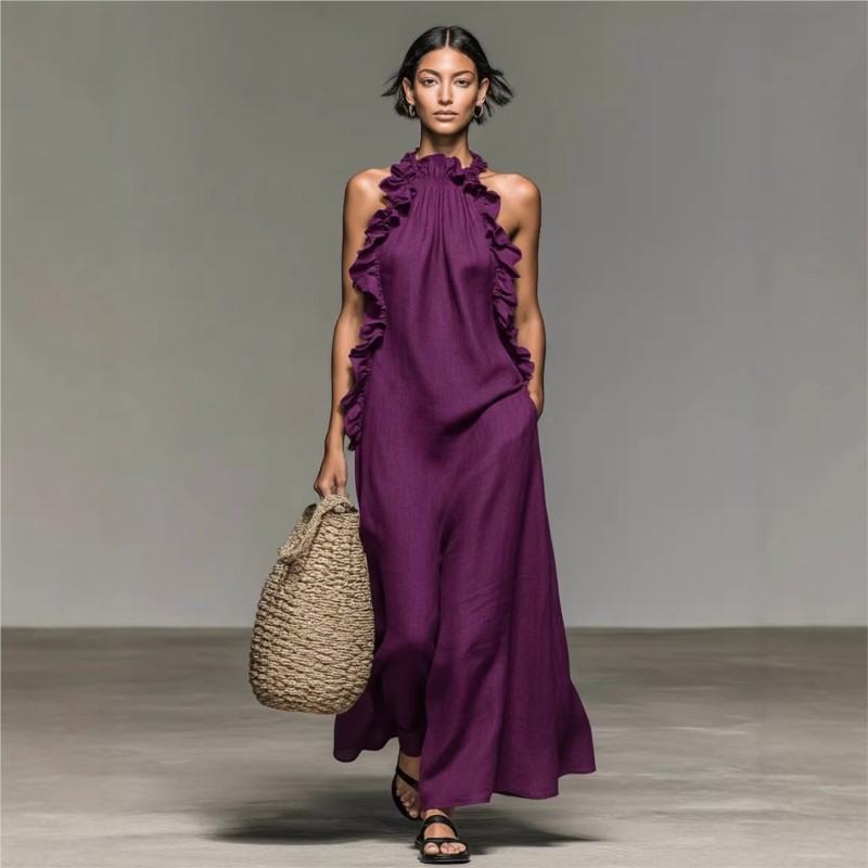 فستان ماكسي نسائي مثير بتصميم  - مراجعة Maxi Dress Halter وسعره