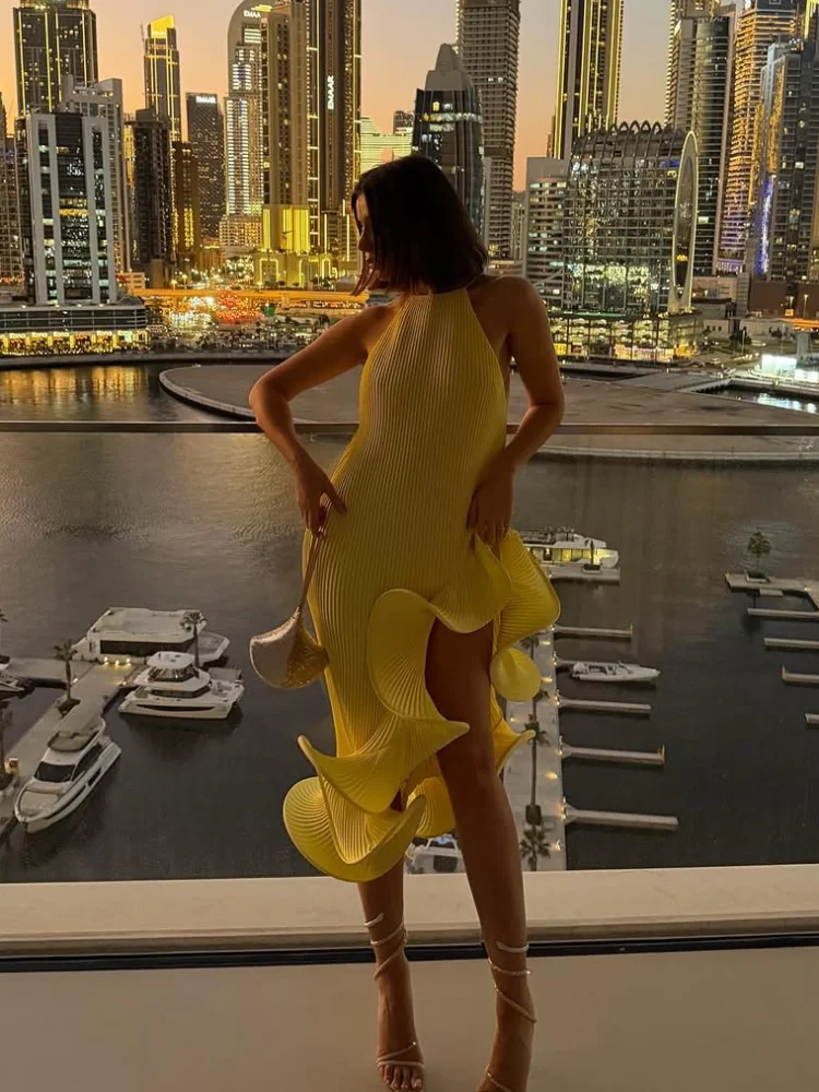 فستان ماكسي أنيق للنساء باللون - مراجعة Maxi Dress Halter وسعره